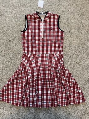 Smith & Quinn South Carolina Plaid Mackenzie Dress Size M Red White Zip Front